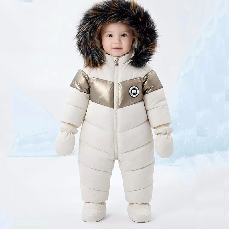 Winter Clothing For Boys - Winter-Neugeborenen-Strampler mit Handschuhen, Warme Verdickte Babykleidung